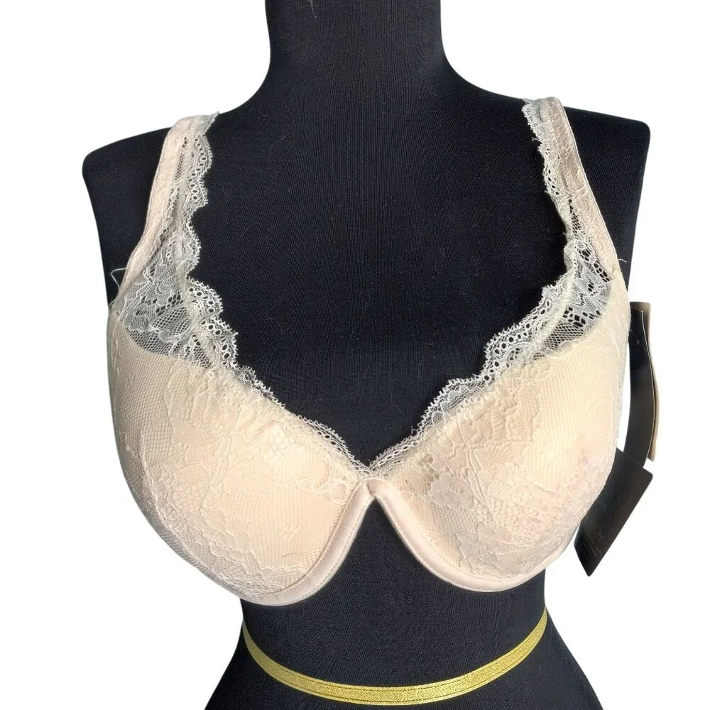 Marilyn Monroe Intimates 34D Bra Ecru Lace Underwire Adjustable Straps NEW